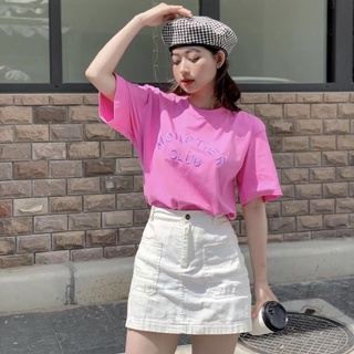 Áo thun Monstier Club  - Pink Premium Basic Tee - Hồng Thêu Chữ Tím
