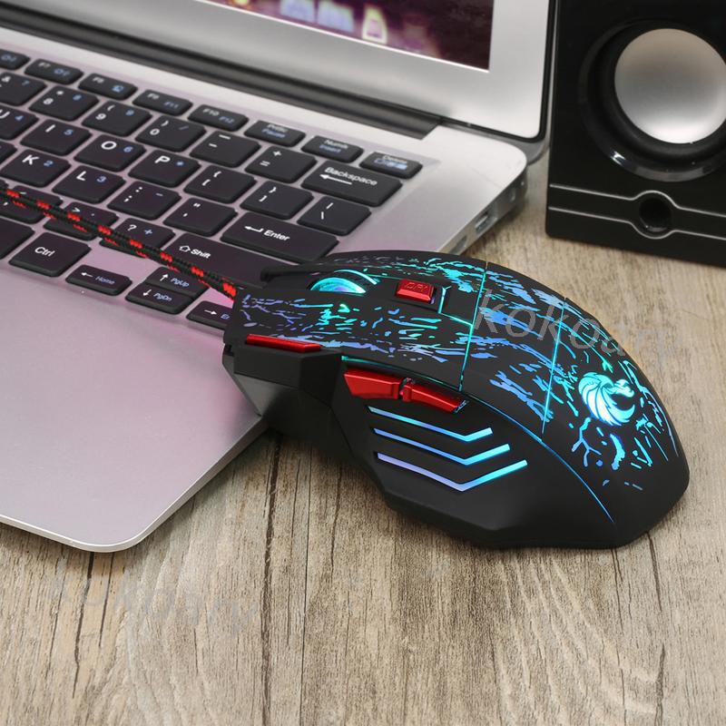 Chuột Chơi Game Kok 5500 Dpi 7 Nút Bấm Có Đèn Led Chuyên Nghiệp
