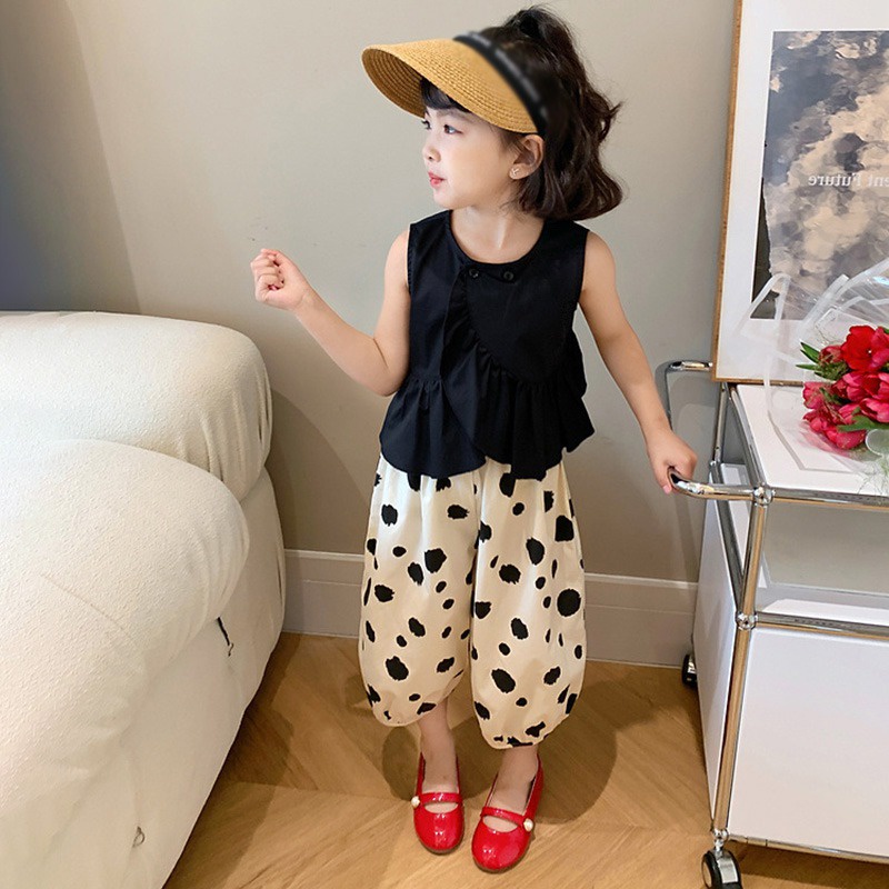 Set Áo Hai Dây Phối Quần Short Thời Trang Dễ Thương Cho Bé Gái