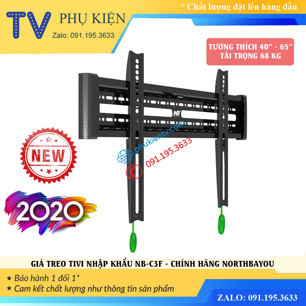 Giá treo tivi sát tường 2.9 cm NB C3F 40 - 65 inch / Khung Treo Tivi cố định - Chính Hãng NorthBayou