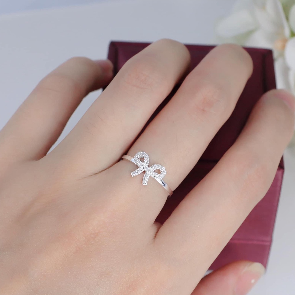 Nhẫn bạc nữ PANSY hình chiếc nơ đính đá xinh xắn - Nhẫn nữ bạc ta 925 tiểu thư
