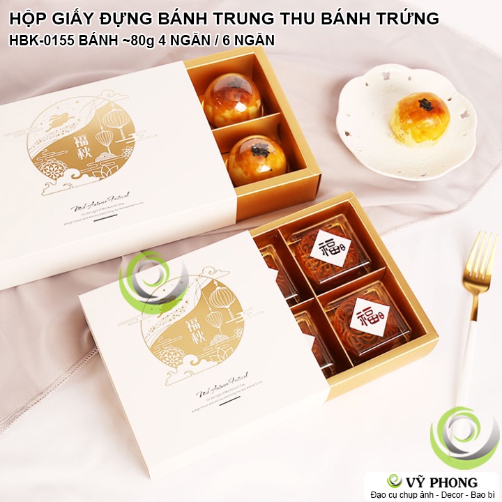 HỘP GIẤY ĐỰNG BÁNH KẸO BÁNH TRUNG THU BÁNH TRỨNG CHIA NGĂN IN NHŨ VÀNG ĐỰNG QUÀ TẶNG DỊP LỄ TẾT HBK-0155