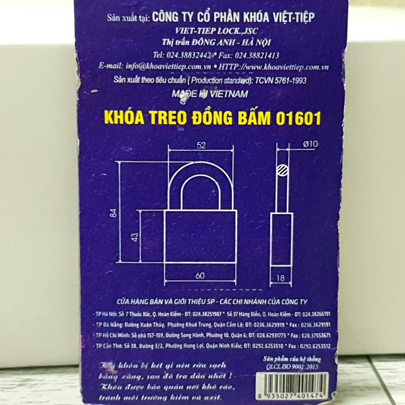 Ổ KHÓA VIỆT TIỆP ĐỒNG BẤM CỠ ĐẠI 6P