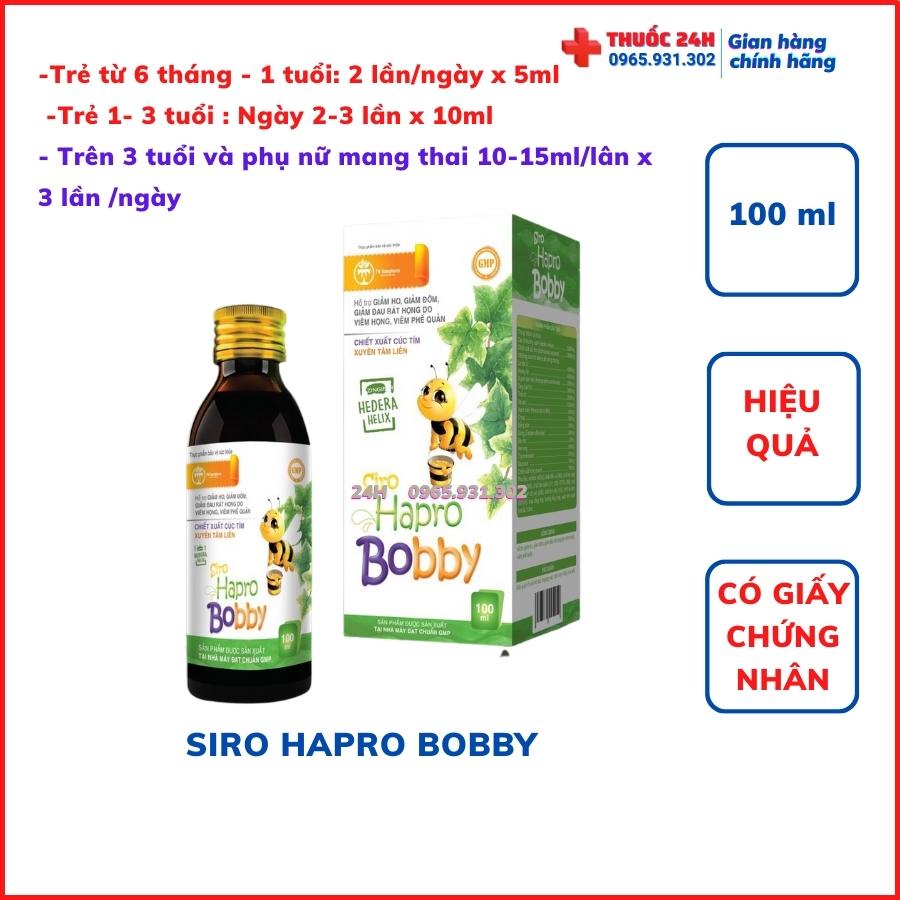 Siro ho cho bé  - hapro bobby - giảm ho, ho khó, ho khan, ho có đờm, tiêu đờm, giảm đau rát họng