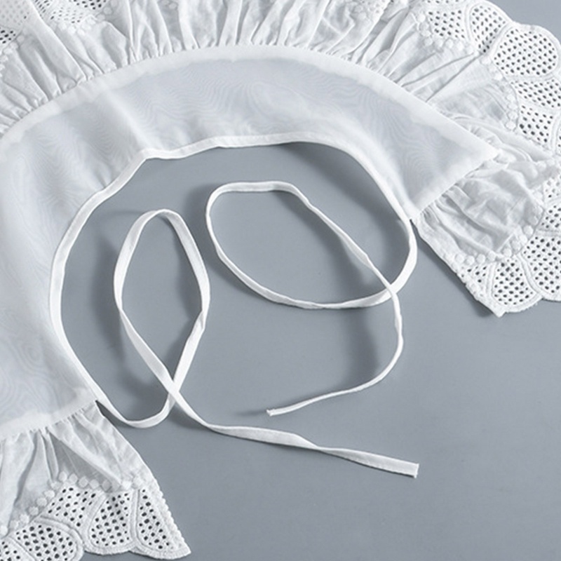 Cổ Áo Giả Cột Dây Mini Màu Trắng Đính Nơ Xinh Xắn Cho Nữ