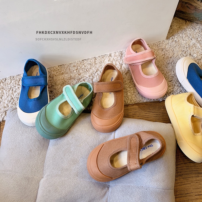 Giày Vải Canvas Miệng Nông Màu Sắc Ngọt Ngào Phong Cách Hàn Quốc Thời Trang Xuân Thu Cho Bé Mẫu Giáo Pine042