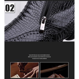 Fashionable crocodile leather patterned men's boots