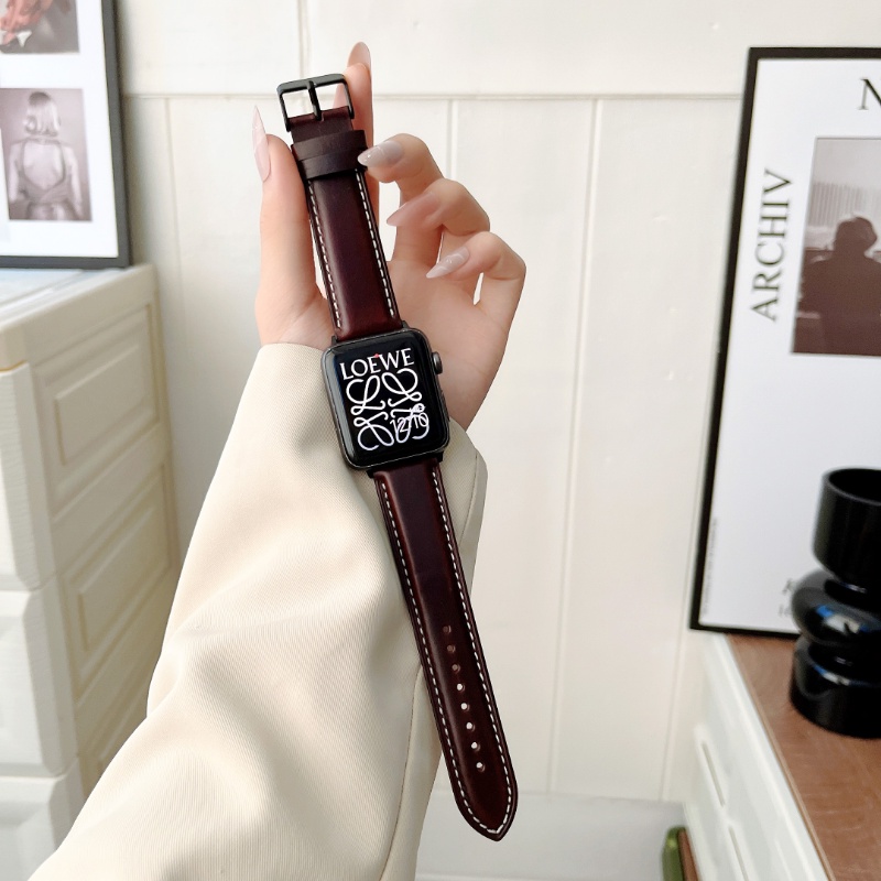 Dây Đeo Thay Thế Bằng Da Bò Thật 38mm 40mm 41mm Cho iwatch 7 2 3 4 5 6 42mm 44mm 45mm