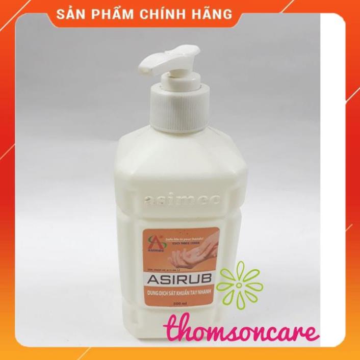 Nước rửa tay khô sát khuẩn nhanh Asirub - chai 500ml có vòi - diệt khuẩn, bộ y tế cấp phép, gel kháng khuẩn