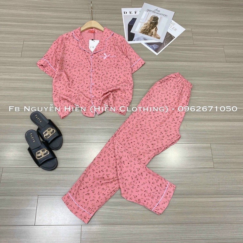 BỘ ĐỒ MẶC NHÀ PIJAMA CHẤT ĐŨI LỤA HOẠ TIẾT HOA NHÍ CAO CẤP