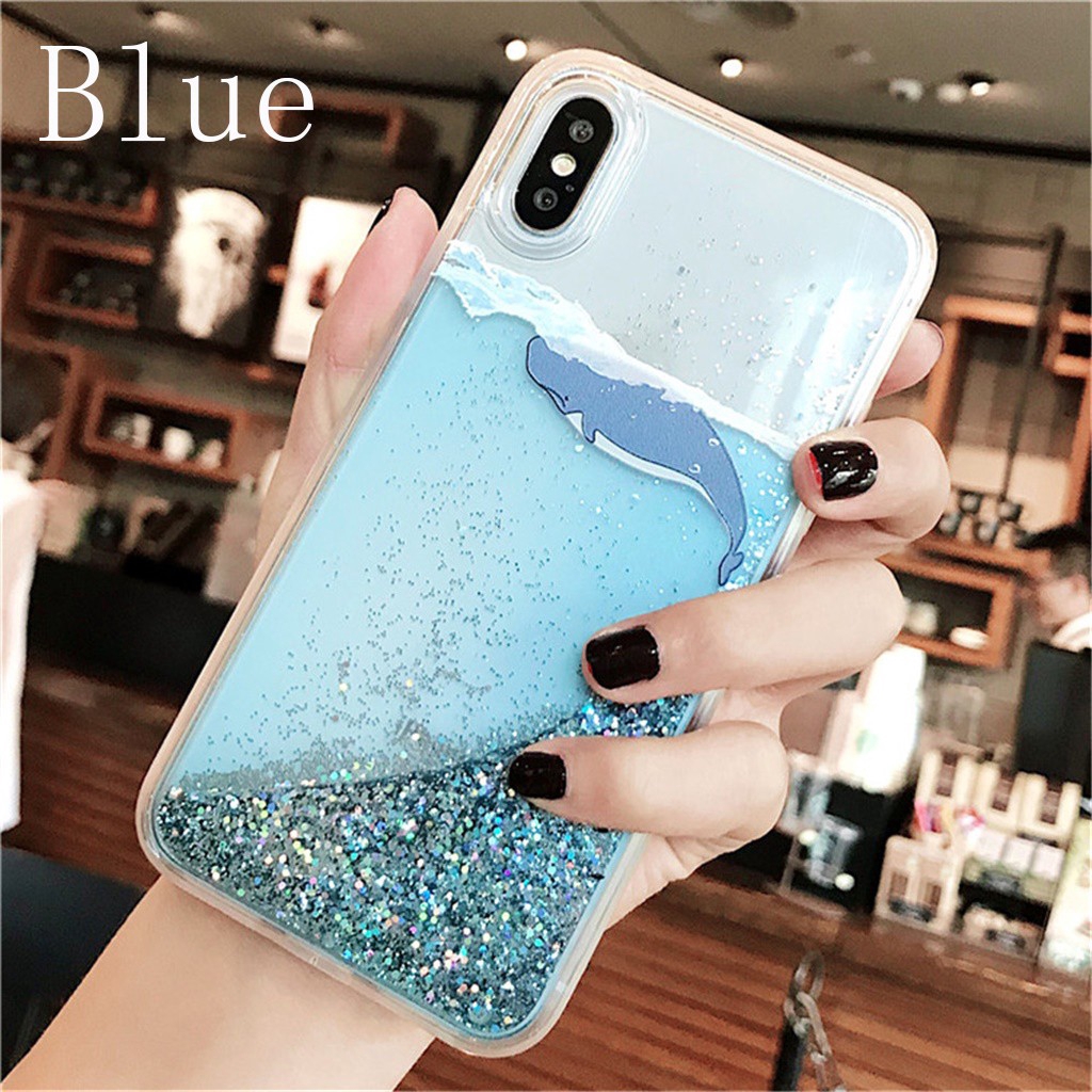 Ốp Điện Thoại Cát Chảy Hình Cá Heo Cho iPhone 14 13 12 11 Pro Max Mini 12Pro 13Pro 14Pro 14Plus 6 6S 7 8 Plus X XR XS Max