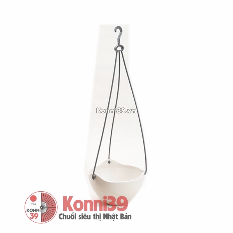 Chậu hoa màu trắng có dây treo 20cm nội địa Nhật