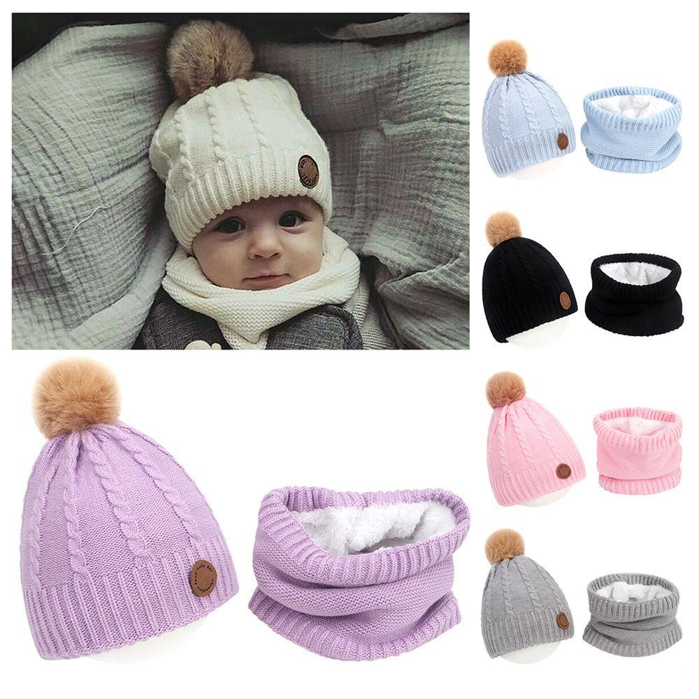 Set Khăn Choàng Cổ Dệt Kim Thời Trang Mùa Đông Cho Bé 0-3 Tuổi