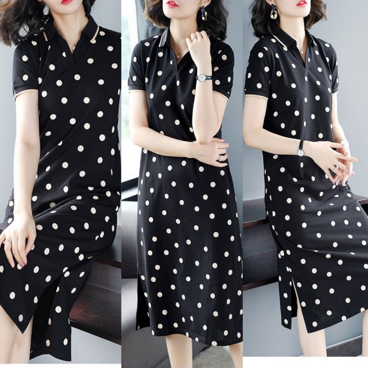 Đầm Thun Dáng Suông Chấm Bi Thể Thao ANN2124 | BigBuy360 - bigbuy360.vn