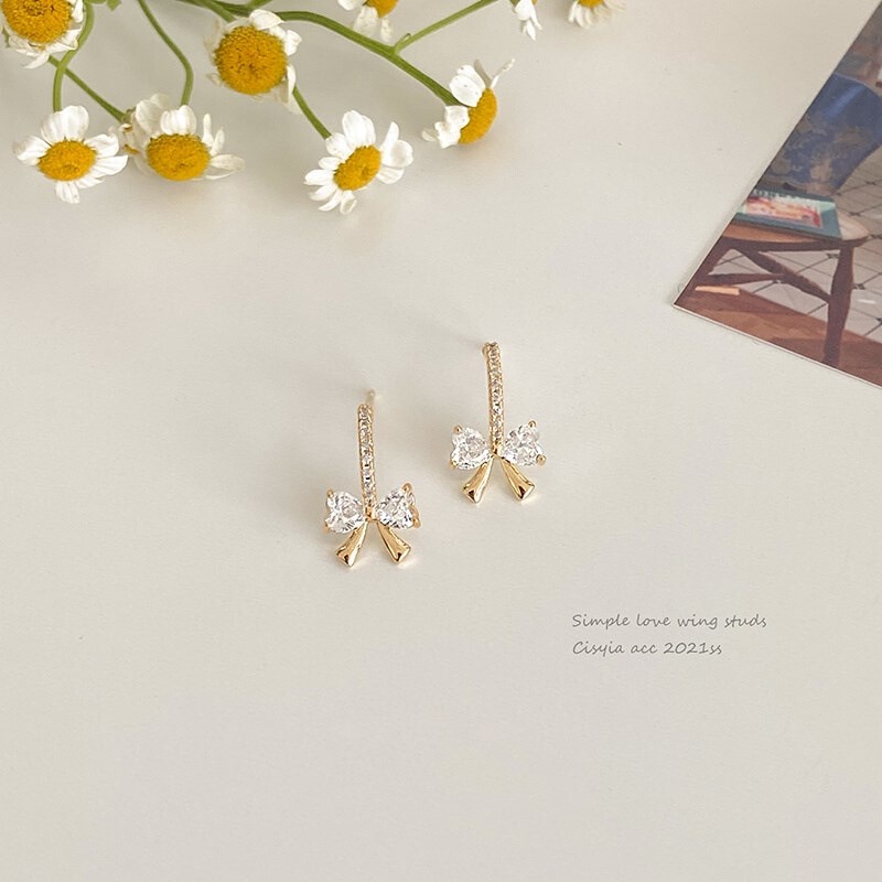 Set Khuyên Tai Nơ Đính Đá Zircon