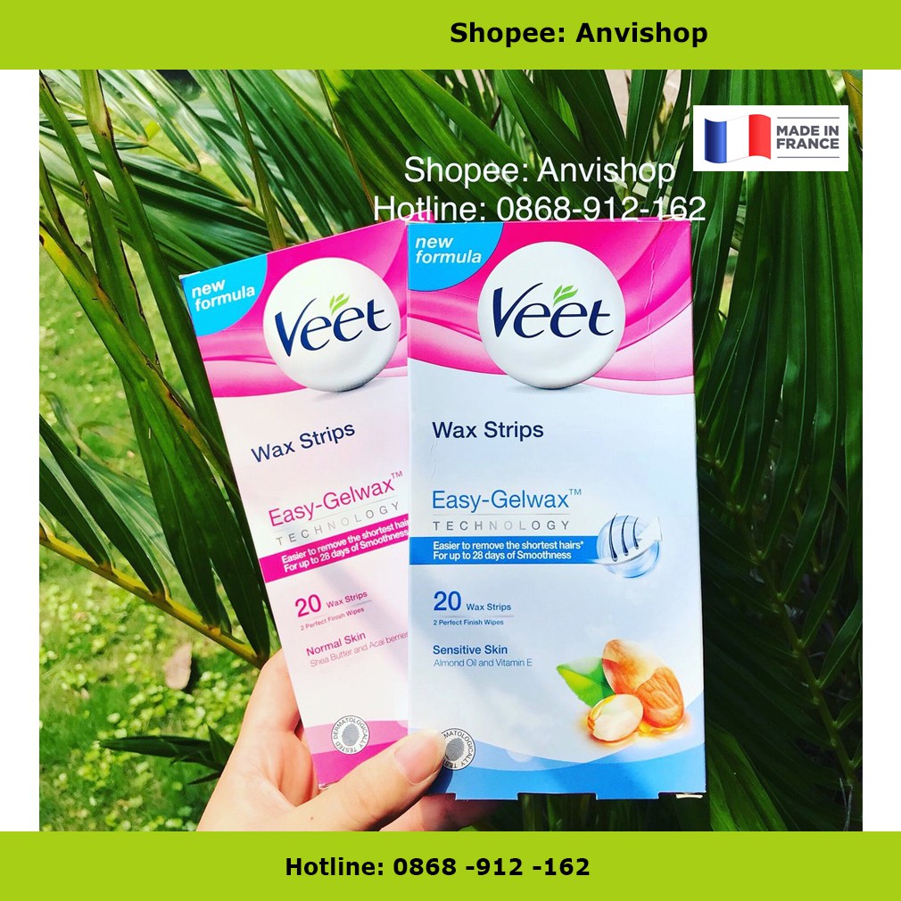 Veet Body waxing kit 20 dải sáp và tinh chất triệt lông hoặc mỡ trăn handmade