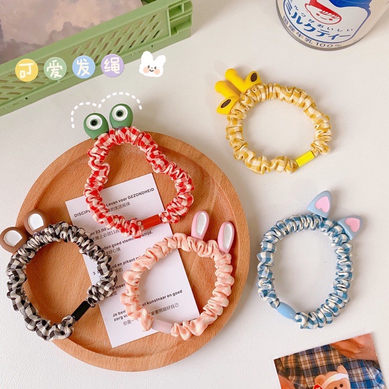 Chun cột tóc vải dễ thương hình thú