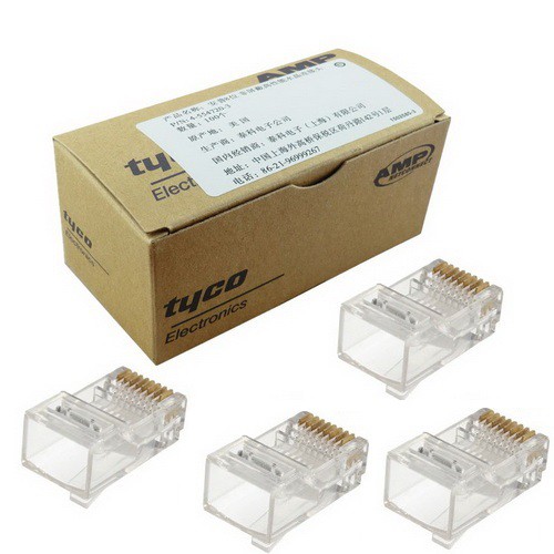 Đầu bấm mạng RJ45 loại thường - Hạt mạng AMP (Bịch 100 hạt mạng )