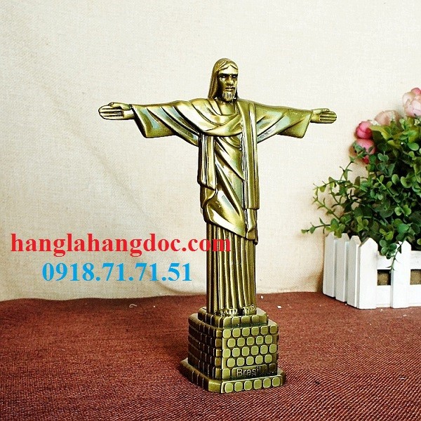 Mô hình tượng chúa cứu thế bằng đồng, cao 18.5cm