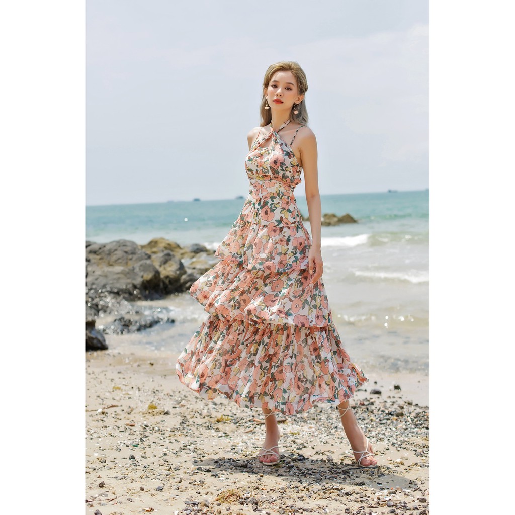 SÒ VINTAGE - GENY Đầm yếm hoa phối nhiều tầng | BigBuy360 - bigbuy360.vn