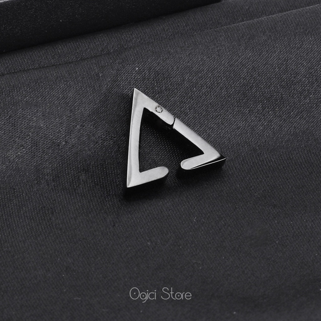 Bông tai nam nữ thép không gỉ, Khuyên tai không cần bấm lỗ kẹp tam giác trơn xu hướng đơn giản, Cá tính, Unisex, 1 chiếc