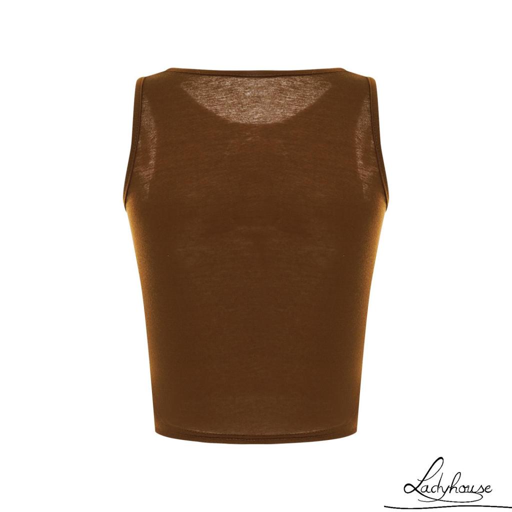 LD-Women Crop Tops, Sleeveless Butterfly Pattern Printed Round Neck Summer Vest Camisole for Female