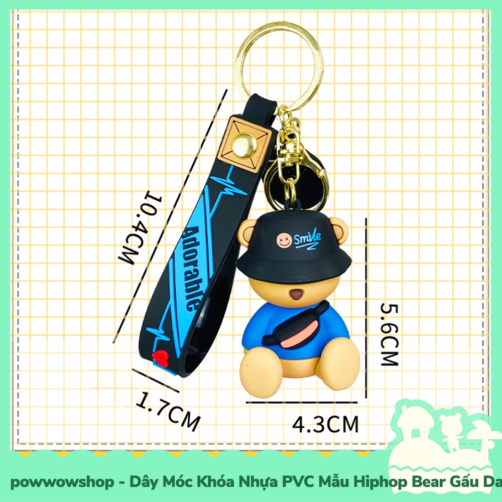 [Sẵn VN - Hỏa Tốc] Dây Móc Khóa Nhựa PVC Mẫu Gấu Bear Hiphop Dancer