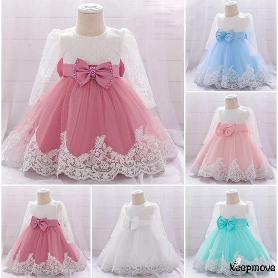 Đầm chữ A tay dài phối ren lưới thời trang cho bé gái