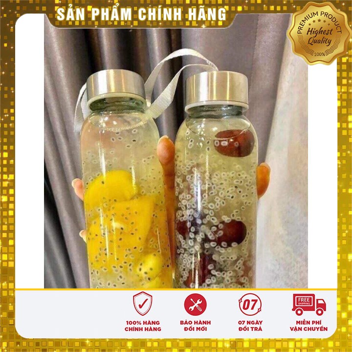 Bình detox thủy tinh đựng nước có quai xách tiện dụng 500ml