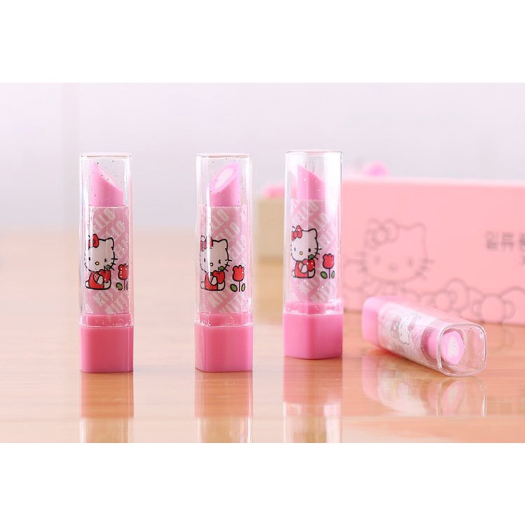 Tẩy chì hình thỏi son hello kitty, gôm tẩy chì hình thỏi son hoa quả siêu dễ thương