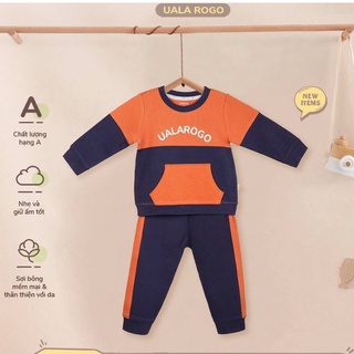 Quần áo bé trai thu đông Ualarogo 1-5 tuổi túi bụng cotton nỉ giữ ấm tốt cổ tròn thấm hút thoáng da 3916