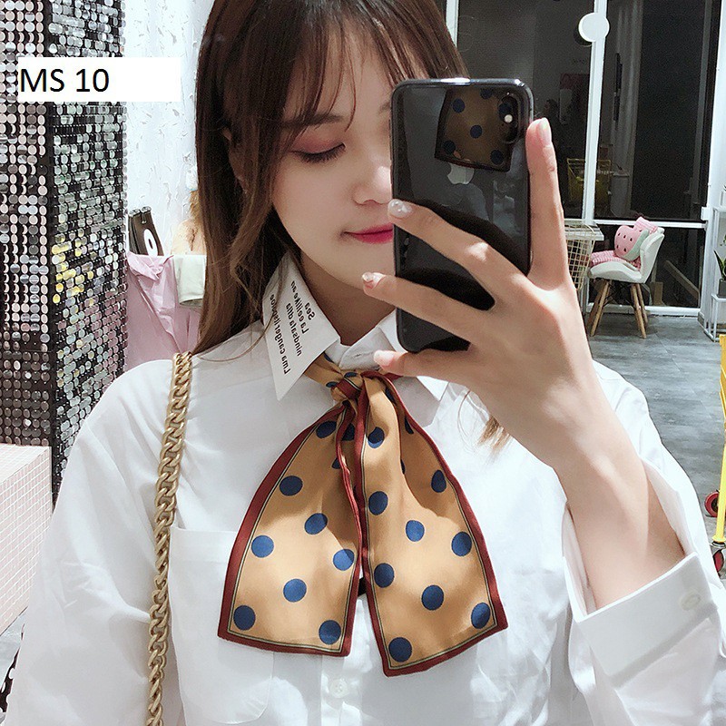 [Hàng mới] Khăn lụa hai mặt dài thắt nơ