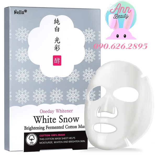 Mặt nạ giấy Nella Oneday Whitener White Snow Brightening Fermented Cotton Mask Pack