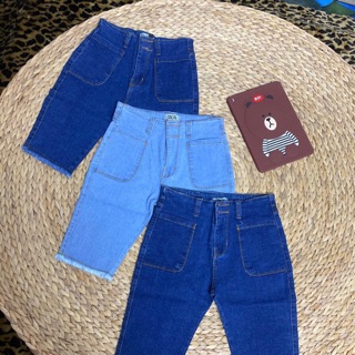 Quần ngố jean 2 túi trước vải co giãn