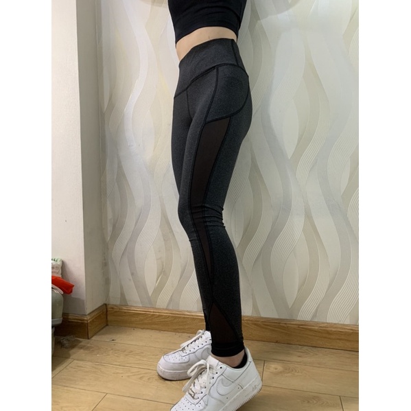 QUẦN TẬP GYM YOGA NỮ, QUẦN DÀI NỮ PHỐI LƯỚI TG VẢI THUN CO DÃN TỐT QD004