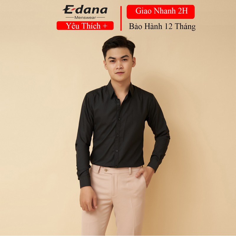 Áo sơ mi nam [Tiền Nào Của Nấy] Edana Menswear dài tay chất lụa trơn dáng ôm, co dãn không nhăn, cho cân nặng 45-75kg