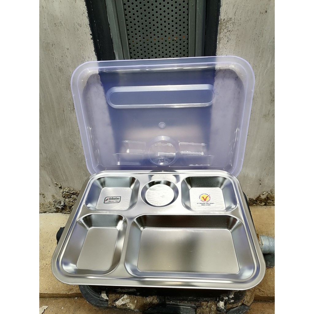 Khay cơm inox có nắp đậy, hàng việt nam chất lượng cao