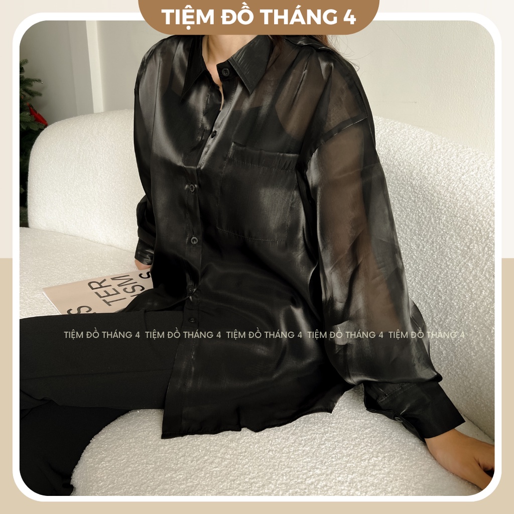 Áo Sơ Mi Form Rộng Chất Tơ Organza TIỆM ĐỒ THÁNG 4 ORGANZA SET