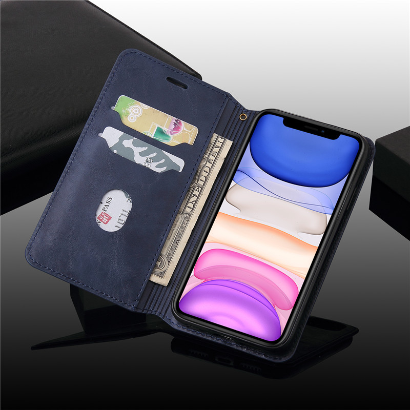 Bao da điện thoại dạng ví nắp lật có ngăn đựng thẻ và dây đeo mềm cho Samsung Note 20 Note 10/9/8 S7 Edge M30 M20 M10