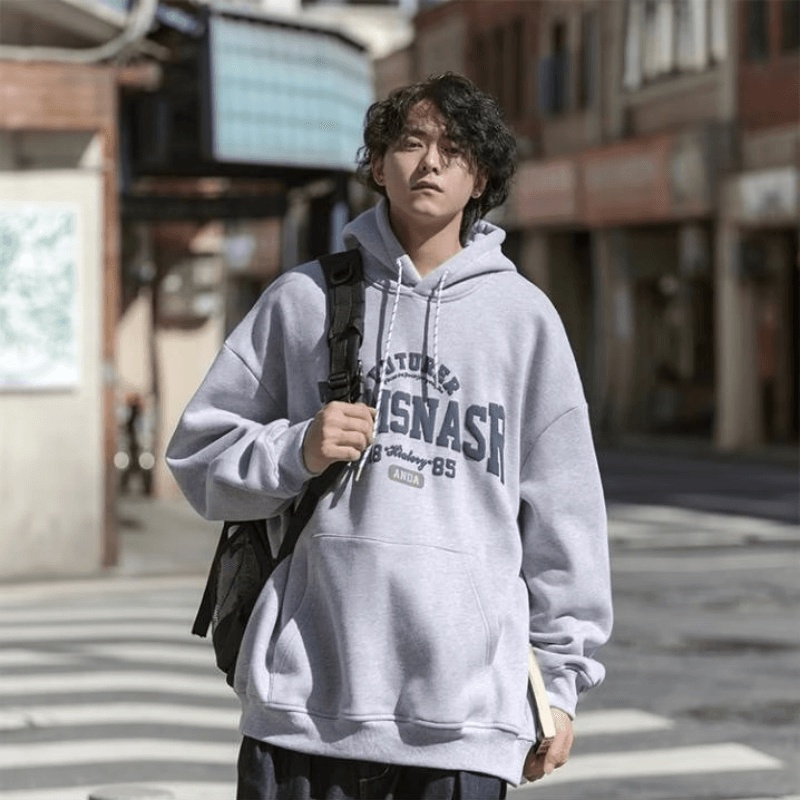 【M-5XL】Hong Kong style Fashion Casual Men's loose hoodie letter Printed Unisex high quality Winter Sweatshirt Large size Hoods