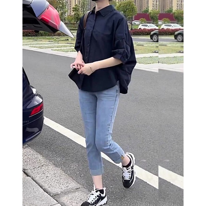 AMOI Áo Sơ Mi Cotton Mỏng Tay Lỡ Dáng Rộng Thời Trang Dành Cho Nữ 2022