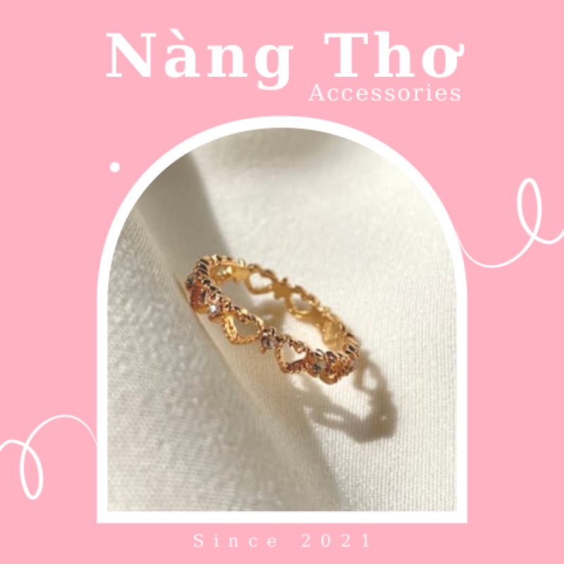 Nhẫn nữ hình trái tim mix đá Nàng Thơ Accessories