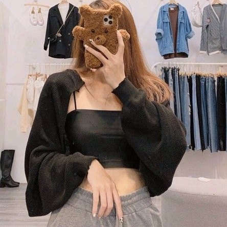 Áo khoác ngoài CROPTOP tay thụng Mix được nhiều trang phục