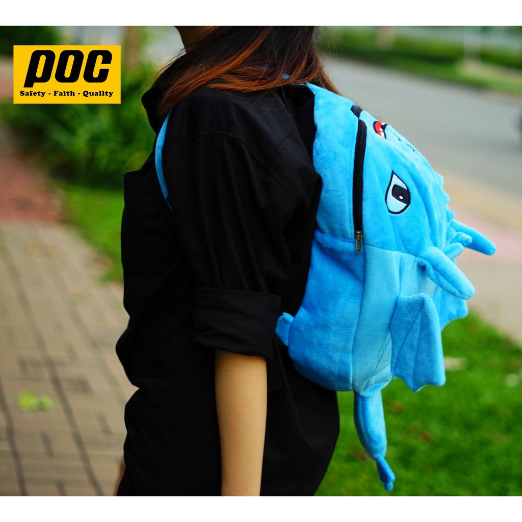 Balo rồng và khủng long màu Xanh dương cao cấp loại vải nhung