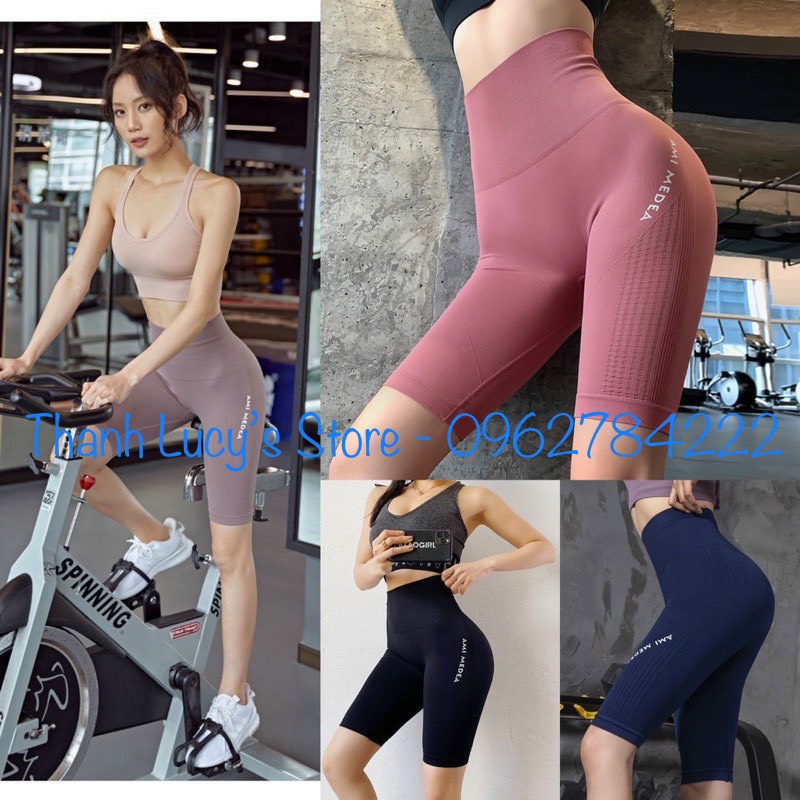 Quần tập ngố lửng GYM, YOGA, quần legging nữ AMI cao cấp siêu co giãn