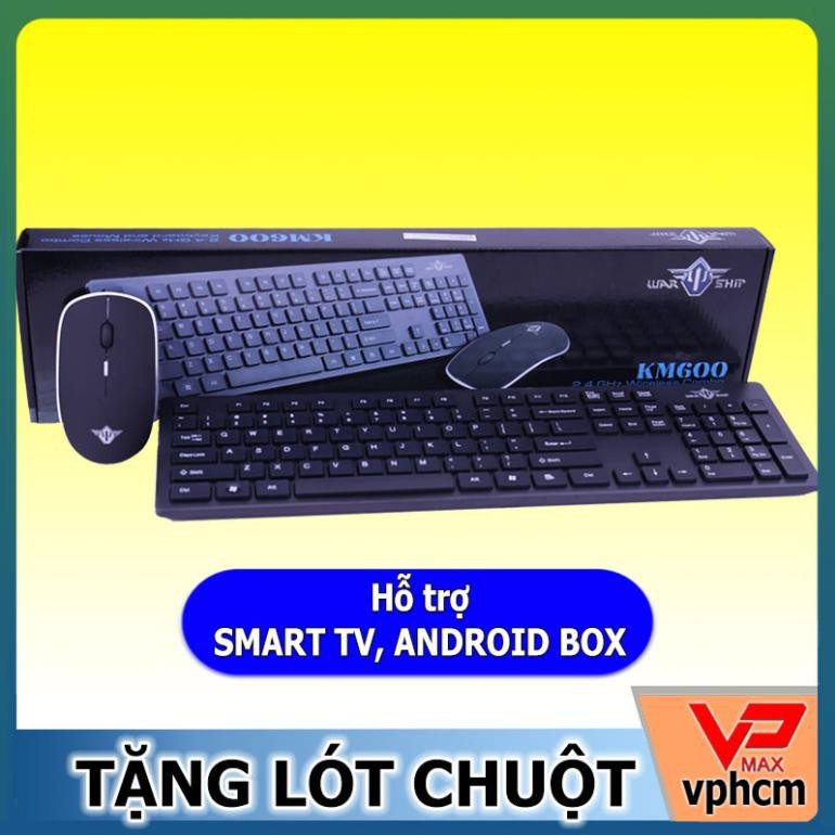 Xả Kho giá sốc Combo bàn phím + chuột không dây cao cấp Warship KM600 dùng Smart TV, Android box tặng lót chuột