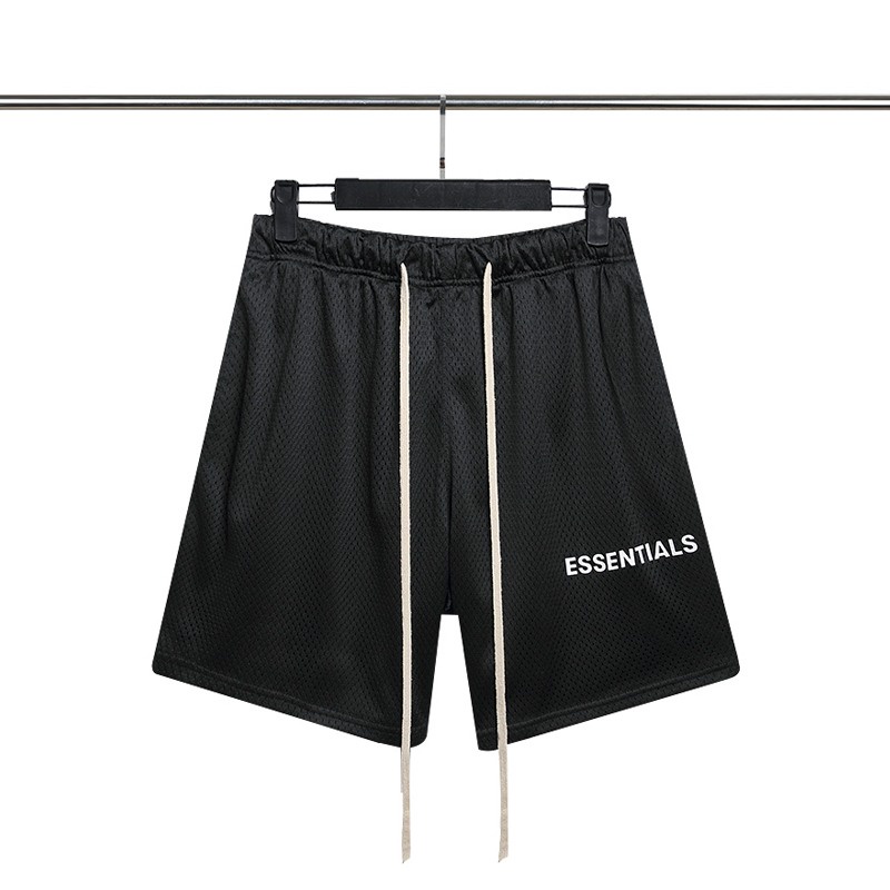 Quần Short Fear Of God Essentials SS2022, Quần đùi Essentials FOG, Chất liệu Cotton lưới, màu đen BapeVN
