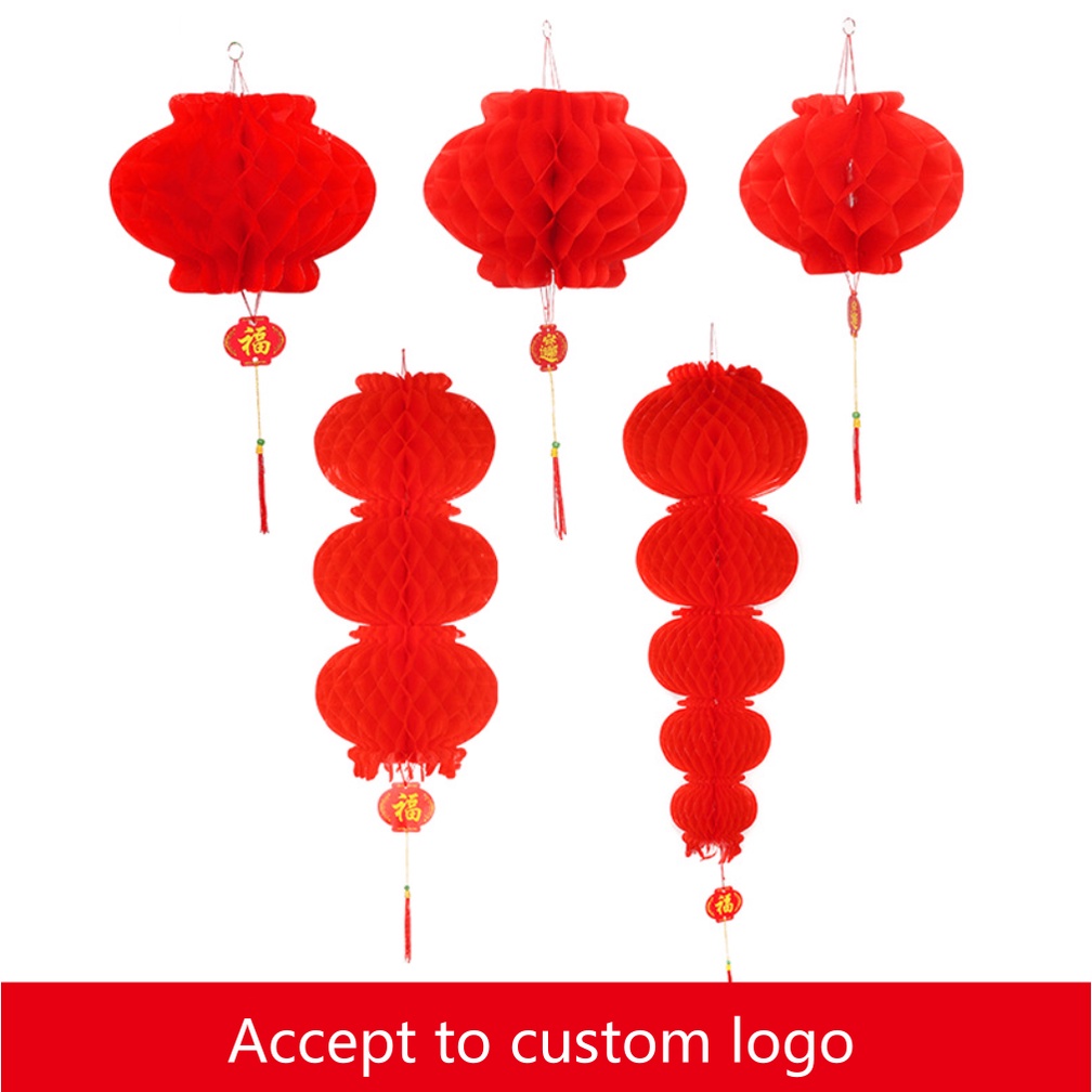 Set 10 lồng đèn đỏ bằng nhựa giấy phong cách trung hoa dùng trang trí nhà cửa