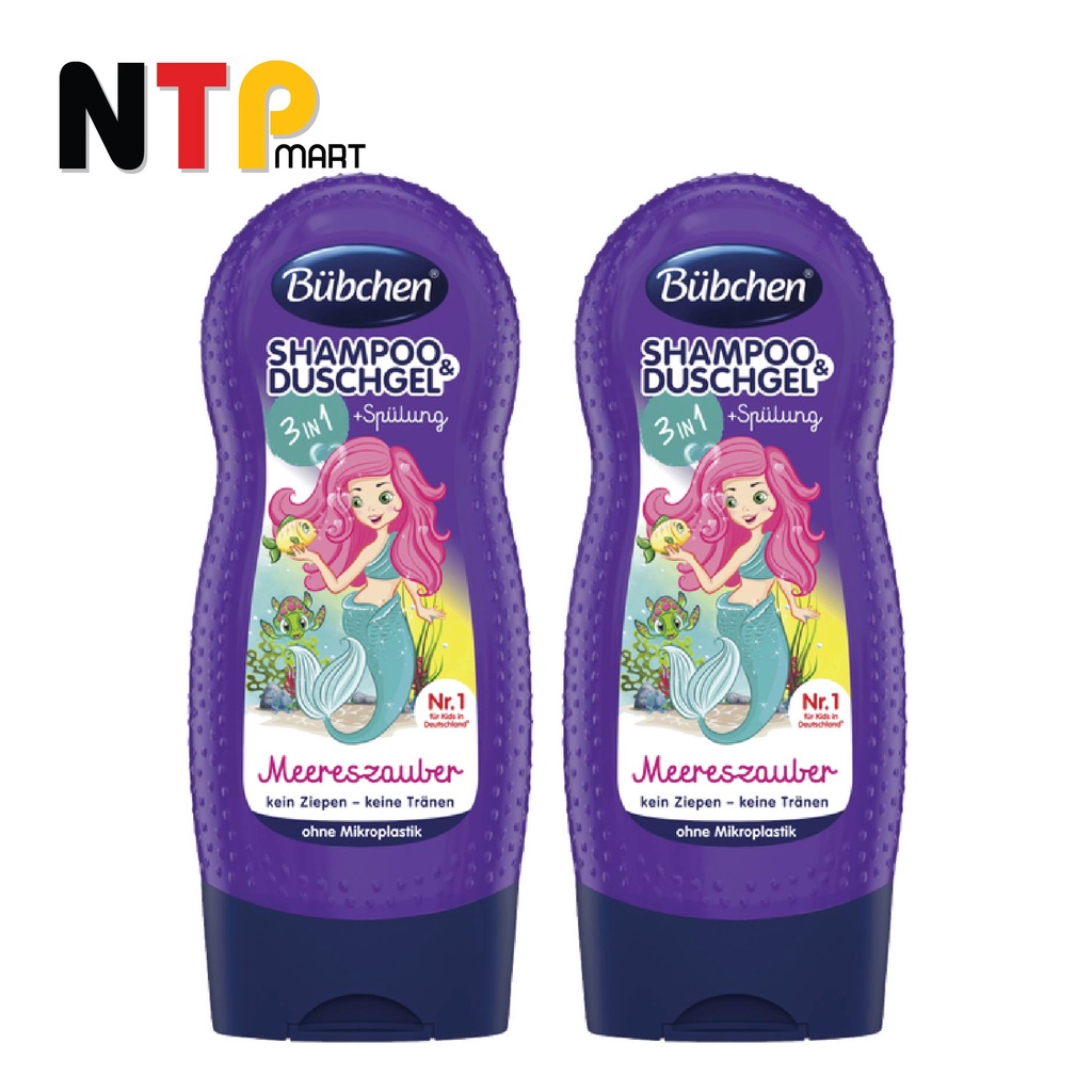 Sữa Tắm Gội Xả Bubchen Shampoo Duschgel 3in1 Meereszauber Nàng Tiên Cá cho trẻ em chai 230ml nhập khẩu Đức