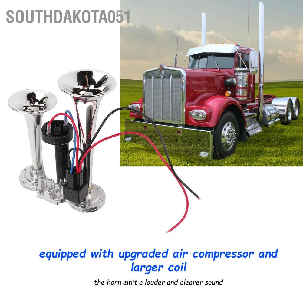 Còi hơi kép 12V 130dB siêu lớn áp suất mạnh cho xe hơi/ xe tải